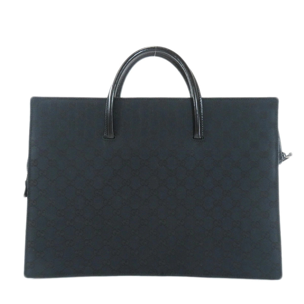 Gucci Leather Canvas Bag Business GG Black